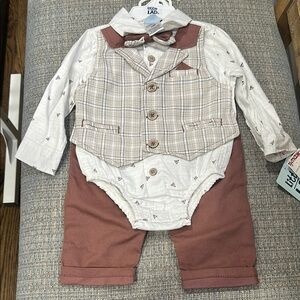 Infant Plaid Vest and Bow Tie Outfit